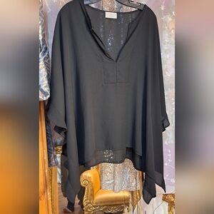 Prinzzesa Boutique Sheer Black Women's Top. Open Sides Cape Top.